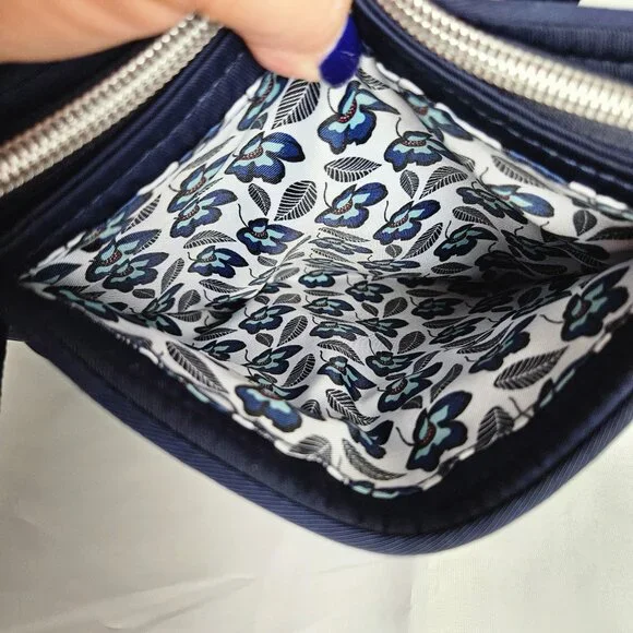 Vera Bradley Tote Bag Small w/ Zippers Performance Twill Classic Navy - Picture 8 of 14